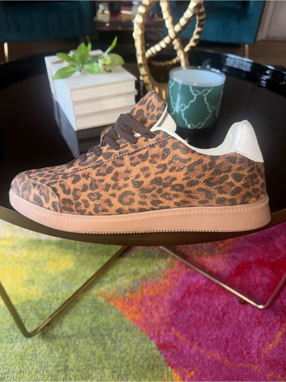Fashion Nova Leopard Print Platform Sneakers in Brown and Black